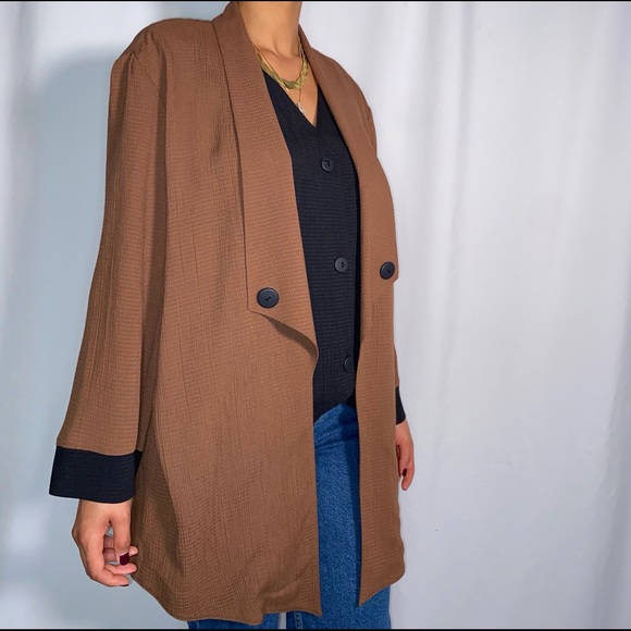 Vintage Jackets & Blazers - Vintage Caron Long Blazer Jacket (size 16)